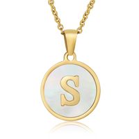 Fashion Round Letter Stainless Steel Plating Necklace sku image 8