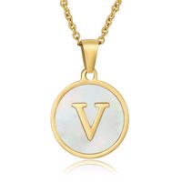 Fashion Round Letter Stainless Steel Plating Necklace sku image 12