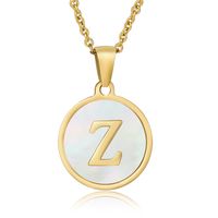 Fashion Round Letter Stainless Steel Plating Necklace sku image 26