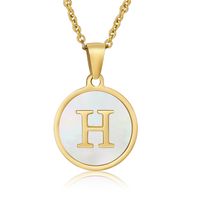 Fashion Round Letter Stainless Steel Plating Necklace sku image 29