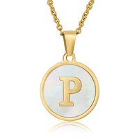 Fashion Round Letter Stainless Steel Plating Necklace sku image 16