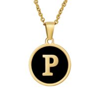 Fashion Round Letter Stainless Steel Plating Necklace sku image 42