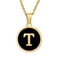 Fashion Round Letter Stainless Steel Plating Necklace sku image 26