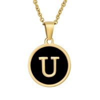 Mode Rond Lettre Acier Inoxydable Placage Collier sku image 47