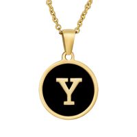 Fashion Round Letter Stainless Steel Plating Necklace sku image 51