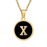 Fashion Round Letter Stainless Steel Plating Necklace sku image 50