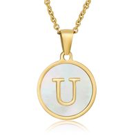 Fashion Round Letter Stainless Steel Plating Necklace sku image 28