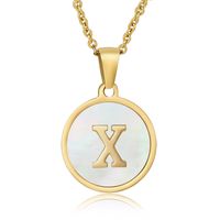 Fashion Round Letter Stainless Steel Plating Necklace sku image 14