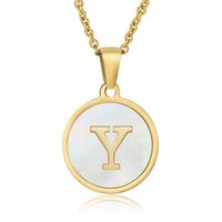 Fashion Round Letter Stainless Steel Plating Necklace sku image 13