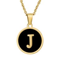 Fashion Round Letter Stainless Steel Plating Necklace sku image 36