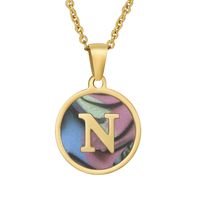 Fashion Round Letter Stainless Steel Plating Necklace sku image 66
