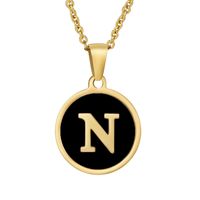 Fashion Round Letter Stainless Steel Plating Necklace sku image 40