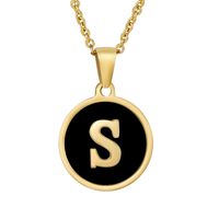 Fashion Round Letter Stainless Steel Plating Necklace sku image 47