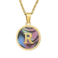 Fashion Round Letter Stainless Steel Plating Necklace sku image 70