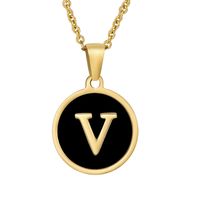 Fashion Round Letter Stainless Steel Plating Necklace sku image 16
