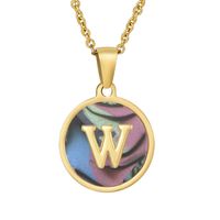 Fashion Round Letter Stainless Steel Plating Necklace sku image 75