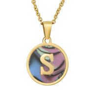 Fashion Round Letter Stainless Steel Plating Necklace sku image 71