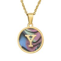 Fashion Round Letter Stainless Steel Plating Necklace sku image 77
