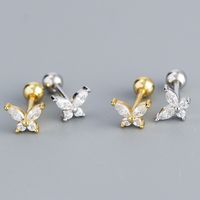 Fashion Butterfly Silver Inlay Zircon Ear Studs 1 Pair main image 1