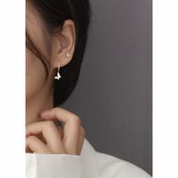 Fashion Butterfly Silver Inlay Zircon Ear Studs 1 Pair main image 3