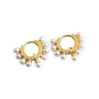 Mode Runden Silber Eingelegte Perlen Ohrringe 1 Paar main image 4