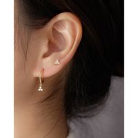 Simple Style Shamrock Sterling Silver Inlay Artificial Diamond Ear Studs 1 Pair main image 4
