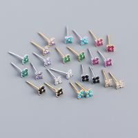 Simple Style Flower Sterling Silver Inlay Artificial Diamond Ear Studs 1 Pair main image 1