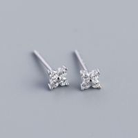 Simple Style Flower Sterling Silver Inlay Artificial Diamond Ear Studs 1 Pair sku image 9