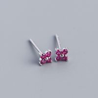 Simple Style Flower Sterling Silver Inlay Artificial Diamond Ear Studs 1 Pair sku image 6