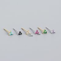 Simple Style Shamrock Sterling Silver Inlay Artificial Diamond Ear Studs 1 Pair main image 3