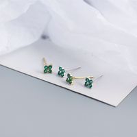 Style Simple Fleur Argent Sterling Incruster Diamant Artificiel Boucles D'oreilles 1 Paire main image 3