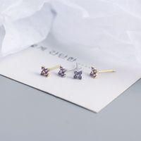 Simple Style Flower Sterling Silver Inlay Artificial Diamond Ear Studs 1 Pair main image 2