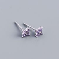 Simple Style Flower Sterling Silver Inlay Artificial Diamond Ear Studs 1 Pair sku image 4