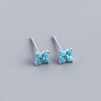 Simple Style Flower Sterling Silver Inlay Artificial Diamond Ear Studs 1 Pair sku image 7
