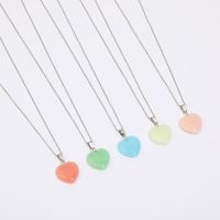 Fashion Heart Shape Stainless Steel Natural Stone Luminous Pendant Necklace 1 Piece main image 1