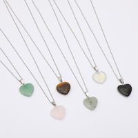 Fashion Heart Shape Stainless Steel Natural Stone Luminous Pendant Necklace 1 Piece main image 5
