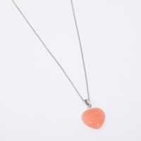 Fashion Heart Shape Stainless Steel Natural Stone Luminous Pendant Necklace 1 Piece sku image 1