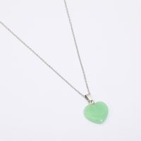 Fashion Heart Shape Stainless Steel Natural Stone Luminous Pendant Necklace 1 Piece sku image 3