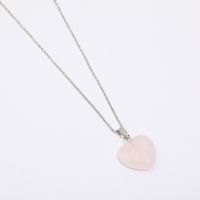 Fashion Heart Shape Stainless Steel Natural Stone Luminous Pendant Necklace 1 Piece sku image 7