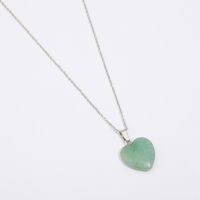 Fashion Heart Shape Stainless Steel Natural Stone Luminous Pendant Necklace 1 Piece sku image 11
