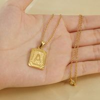 Retro Letter Square Stripe Stainless Steel Plating Necklace 1 Piece main image 5