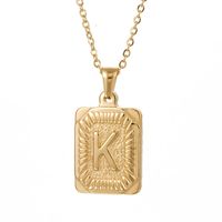 Retro Letter Square Stripe Stainless Steel Plating Necklace 1 Piece sku image 10