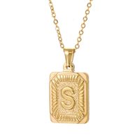 Retro Letter Square Stripe Stainless Steel Plating Necklace 1 Piece sku image 18