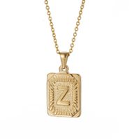 Retro Letter Square Stripe Stainless Steel Plating Necklace 1 Piece sku image 25