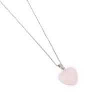 Fashion Heart Shape Stainless Steel Natural Stone Luminous Pendant Necklace 1 Piece main image 2