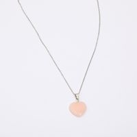 Fashion Heart Shape Stainless Steel Natural Stone Luminous Pendant Necklace 1 Piece sku image 5