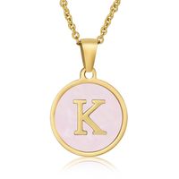 Fashion Round Letter Titanium Steel Pendant Necklace sku image 10