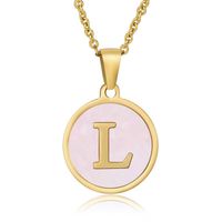 Fashion Round Letter Titanium Steel Pendant Necklace sku image 11