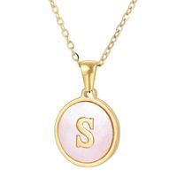 Fashion Round Letter Titanium Steel Pendant Necklace sku image 18