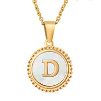 Simple Style Round Letter Stainless Steel Inlay Shell Pendant Necklace sku image 12
